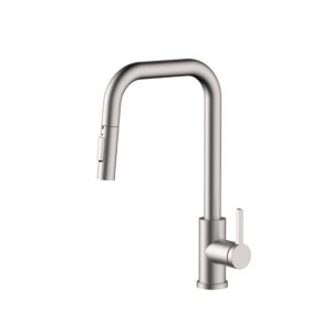 Grassi K6711 - Modern Angular U-Spout Pull-Down Kitchen Faucet